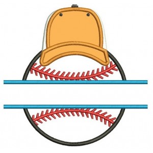 Baseball with a Hat Split Applique Machine Embroidery Digitized Design Pattern - Instant Download - 4x4 , 5x7, and 6x10 -hoops